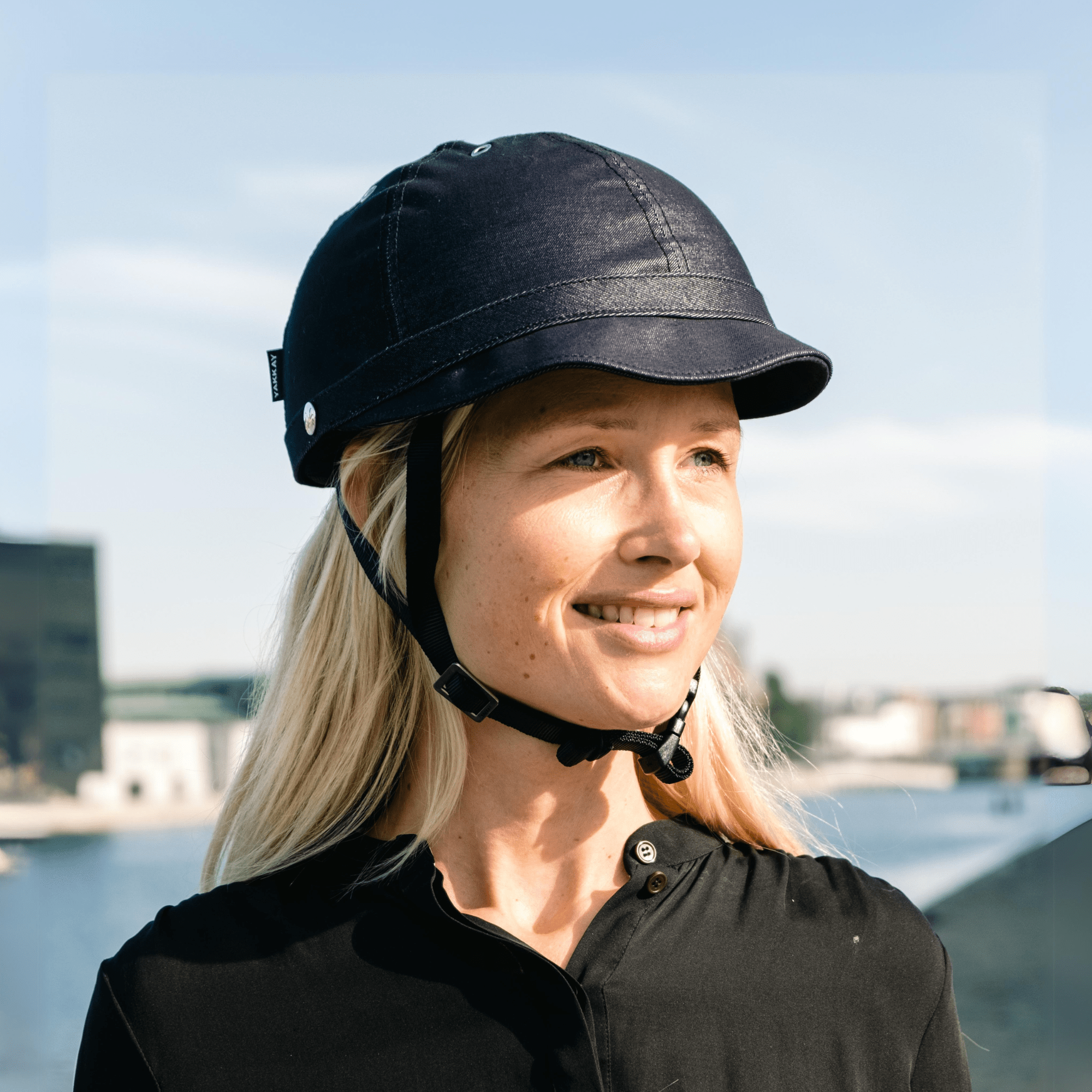 Milano Dark Blue Denim Helmet Hat (helmet+cover) - YAKKAY