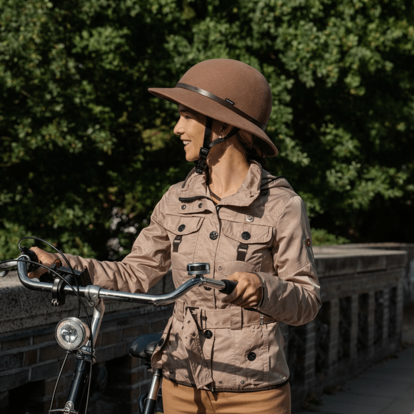 Fedora Classic Brown Helmet Hat (helmet+cover) - YAKKAY