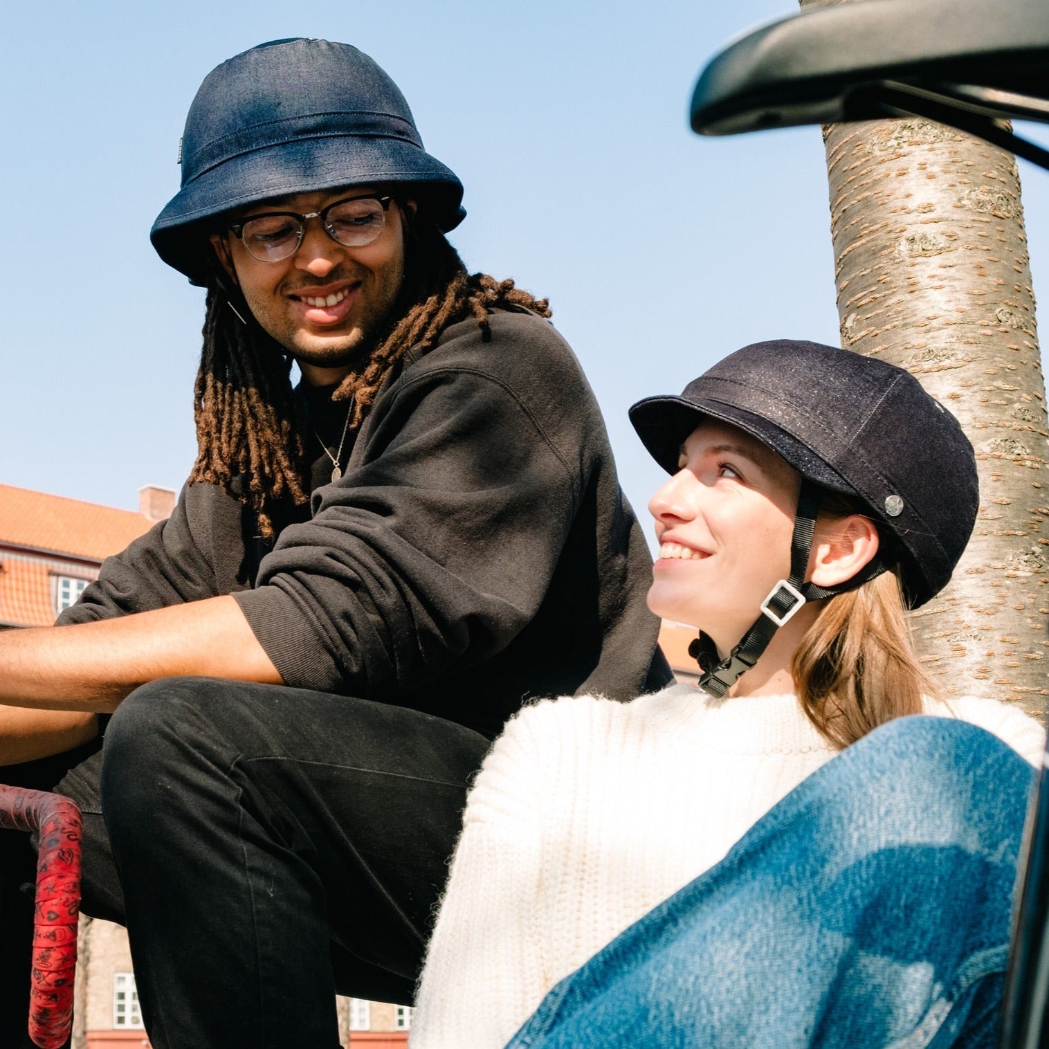 Milano Dark Blue Denim Helmet Hat (helmet+cover) - YAKKAY