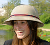 YAKKAY beige bucket-hat cover for bike helmet hat.