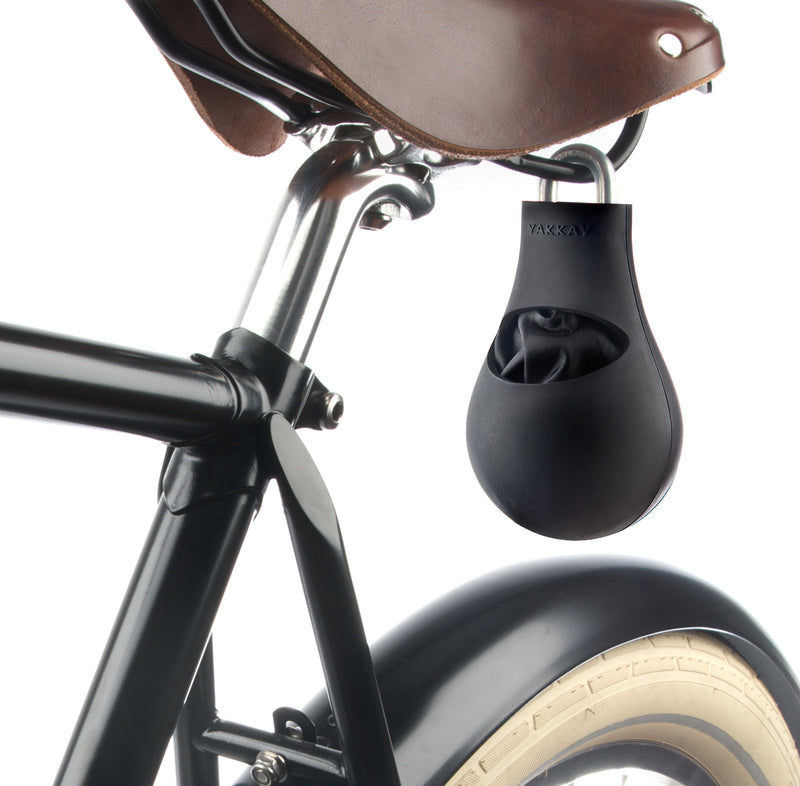 YAKKAY Safe One helmet lock for bicycle helmets. Design awarded.